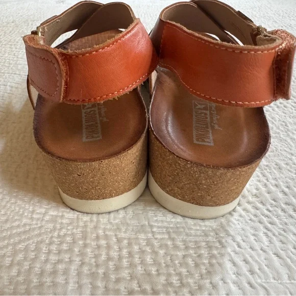 Pikolinos Mahon Wedge Sandal Womens Sz 8 EU 38 Brandy Brown Leather wedge - Picture 6 of 7